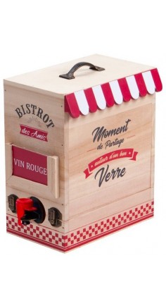 Porte bag-in-box en bois "Bistrot des Amis"